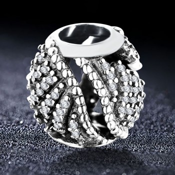 ANFASNI Real 925 Sterling Silver Vintage Sparkly Charms Bead Fit Original Pandora Bead Braceletamp; Bangles Jewelry DIY Accessories