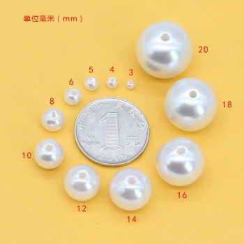 3-20mm Acrylic Round white Pearl charm spacer Loose Beads Jewelry Making craft Grament clothes headwear shoes bag hat Decoration