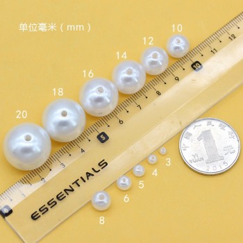 3-20mm Acrylic Round white Pearl charm spacer Loose Beads Jewelry Making craft Grament clothes headwear shoes bag hat Decoration