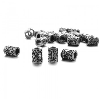 24pcs/Set Viking Runes Tube Spacer Beads Charms for Beards or Hair TIWAZ TYR Sol rune Odal Futhark Rune Necklace Bracelet DIY