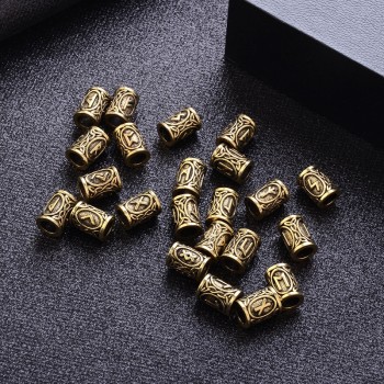 24pcs/Set Viking Runes Tube Spacer Beads Charms for Beards or Hair TIWAZ TYR Sol rune Odal Futhark Rune Necklace Bracelet DIY