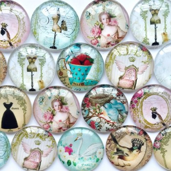 ZEROUP 20mm 25mm Round Photos Glass Cabochon Mixed Pattern fit Cameo Base Setting Jewelry Components 10pcs/lot TP-002