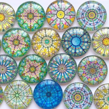 ZEROUP 20mm 25mm Round Photos Glass Cabochon Mixed Pattern fit Cameo Base Setting Jewelry Components 10pcs/lot TP-002