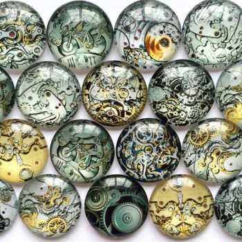 ZEROUP 20mm 25mm Round Photos Glass Cabochon Mixed Pattern fit Cameo Base Setting Jewelry Components 10pcs/lot TP-002