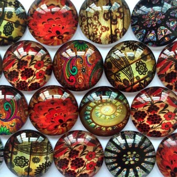 ZEROUP 20mm 25mm Round Photos Glass Cabochon Mixed Pattern fit Cameo Base Setting Jewelry Components 10pcs/lot TP-002