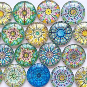 ZEROUP 20mm 25mm Round Photos Glass Cabochon Mixed Pattern fit Cameo Base Setting Jewelry Components 10pcs/lot TP-002