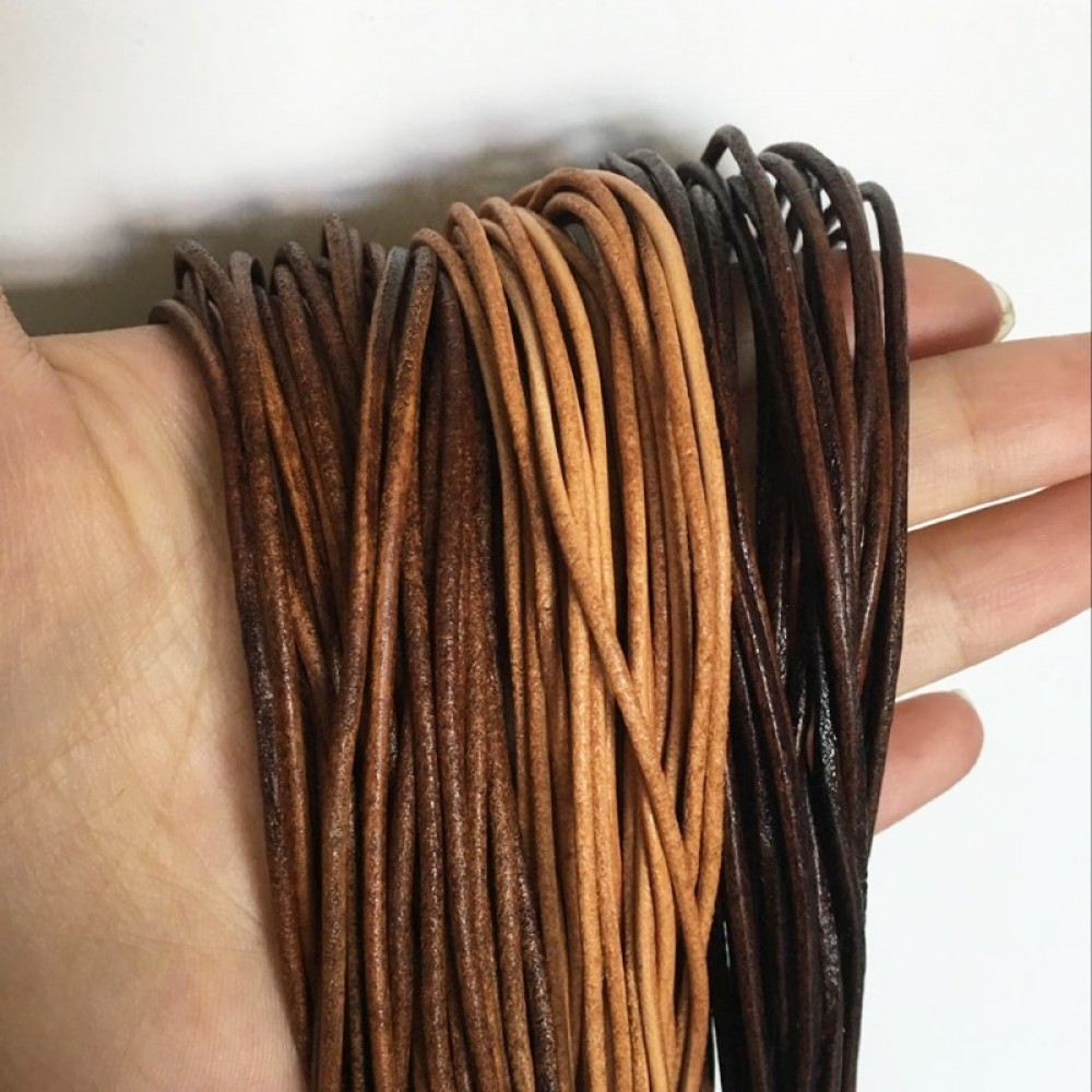 1.0mm 1.5mm 2.0mm 2.5mm 3.0mm Natural Black Brown Round Genuine Leather Cord - 3m each piece
