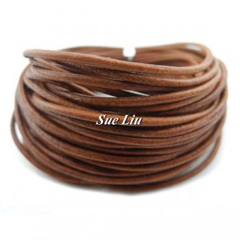 1.0mm 1.5mm 2.0mm 2.5mm 3.0mm Natural Black Brown Round Genuine Leather Cord - 3m each piece