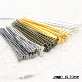 100pcs 20 30 35 40 45 50 60 65 70 mm Metal Heads Eye flat Head Pin For Jewelry Making Findings Accessories Wholesale Supplies