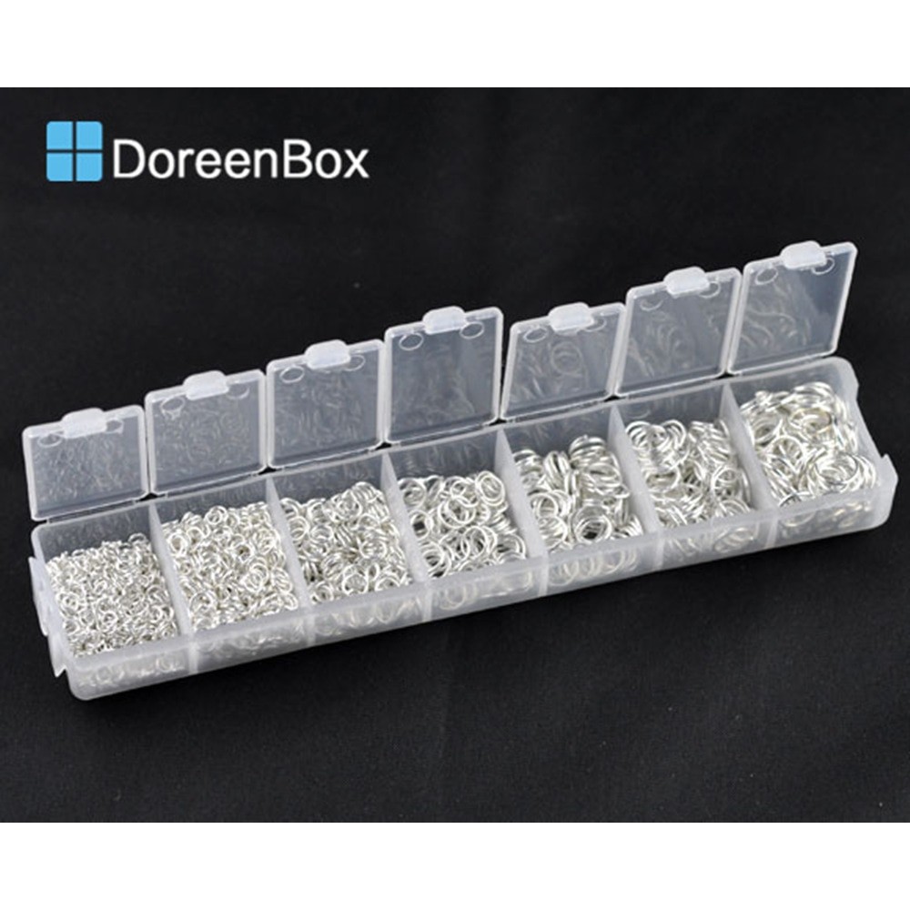 Doreen Box Lovely 1500 PCs  Silver Color Alloy Open Jump Rings For DIY Jewelry Making Components Mixed 3mm-8mm,1 Box (B08915)