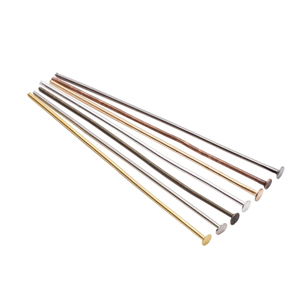 200pcs/bag 20 25 30 40 50 60 70 mm Flat Head Pins Gold/Silver/Red Copper/Rhodium/Bronze Headpins For Jewelry Findings Making DIY