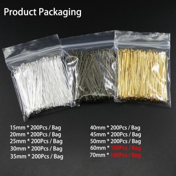 200pcs/bag 20 25 30 40 50 60 70 mm Flat Head Pins Gold/Silver/Red Copper/Rhodium/Bronze Headpins For Jewelry Findings Making DIY