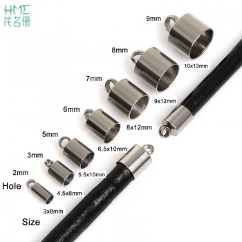 2/3/5/6/7/8/9mm 10pcs Stainless Steel Clasps Hooks Cords End Caps Cord For Jewelry Making Bracelet Necklace DIY Jewelry Findings