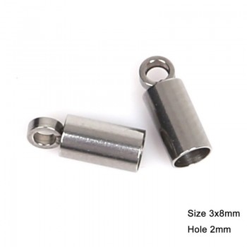 2/3/5/6/7/8/9mm 10pcs Stainless Steel Clasps Hooks Cords End Caps Cord For Jewelry Making Bracelet Necklace DIY Jewelry Findings