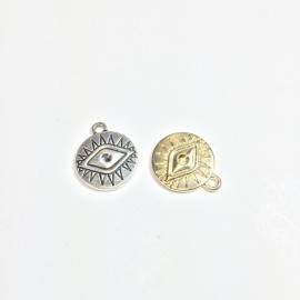 Eruifa Nice 20pcs 16mm Eye Coin Zinc alloy charms Wholesales necklace,earring bracelet jewelry DIY handmade 3 colors