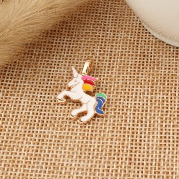 10pcs/pack DIY Chunky Enamel Unicorn Pendant Jewelry Findings Gold Color Charms Handmade Necklace Girls Kids Accessory C33