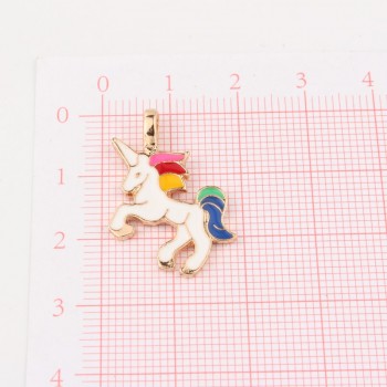 10pcs/pack DIY Chunky Enamel Unicorn Pendant Jewelry Findings Gold Color Charms Handmade Necklace Girls Kids Accessory C33