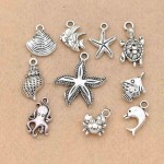 Mix Tibetan Silver Plated Starfish Fish Shells Dolphin Charm Pendants for Jewelry Making DIY Accessories Jewelry Findings