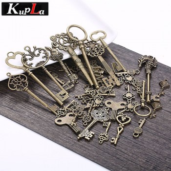 Vintage Metal Charms Classic DIY Fashion Handmade Decoration Key Shape Charms for Jewelry Making 40 pieces/lot