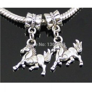 Wholesale 50 pcs /Lot Mix butterfly heart horse owl Vintage Silver Dangle Charms Jewelry DIY Findings Fit European Bracelet
