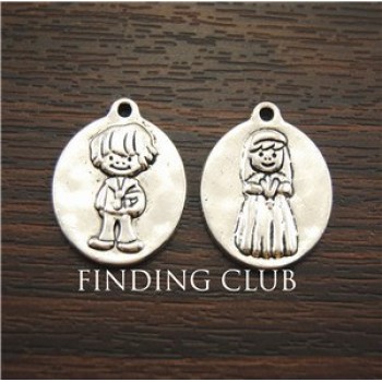 30pcs Antique Silver Zinc Alloy Boy And Girl The First Communion Charms Pendants Fit Diy Necklace Lover Jewelry Making