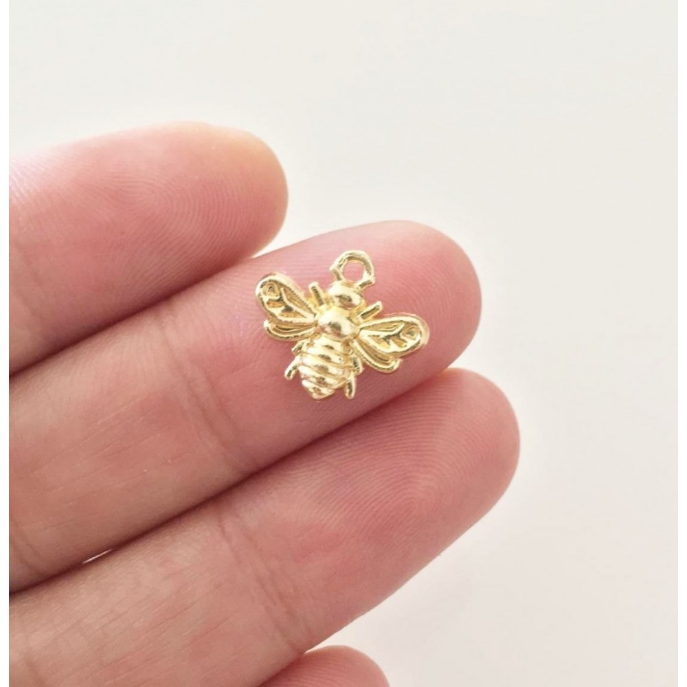 Eruifa 20pcs 13*12mm Mini Bee Charms Zinc Alloy necklace,earring bracelet jewelry DIY handmade 2 colors
