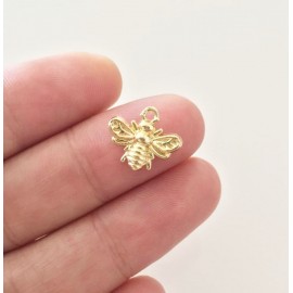 Eruifa 20pcs 13*12mm Mini Bee Charms Zinc Alloy necklace,earring bracelet jewelry DIY handmade 2 colors