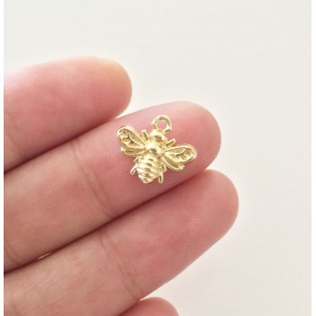 Eruifa 20pcs 13*12mm Mini Bee Charms Zinc Alloy necklace,earring bracelet jewelry DIY handmade 2 colors