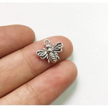 Eruifa 20pcs 13*12mm Mini Bee Charms Zinc Alloy necklace,earring bracelet jewelry DIY handmade 2 colors