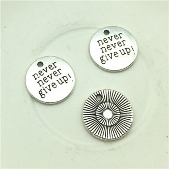 LJJAGLL 10pcs Metal Alloy Silver 19*19mm Mix 5kinds Letter Charm Love Word Round Plate Pendant Diy Jewelry Make AZP005