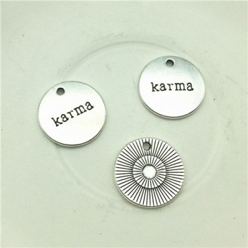 LJJAGLL 10pcs Metal Alloy Silver 19*19mm Mix 5kinds Letter Charm Love Word Round Plate Pendant Diy Jewelry Make AZP005