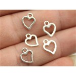WYSIWYG 60pcs 10x8mm Antique Silver, Antique Bronze Mini Heart Charm Cute Heart Charms For Jewelry Making Small Heart Charm