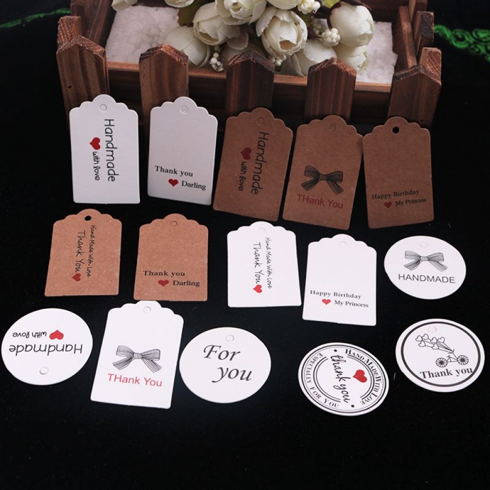 100pcs Kraft Paper Lovely Gift Tags DIY Handmade Price Tags Bags Baking Packing Labels for Flower Cosmetics Jewelry bottle Drink