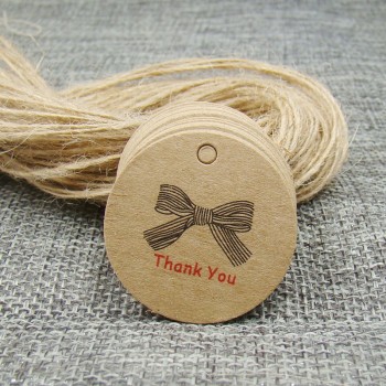 Pretty favors kraft/white paper handmade with love gift tag happy birthday hang tag 100pcs +100pcs hemp string for favors tag