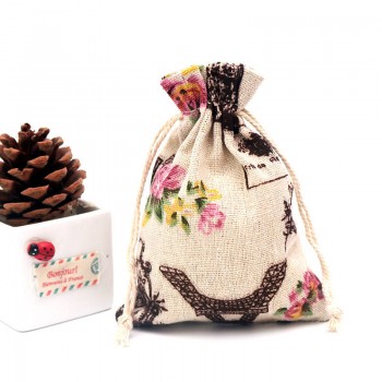 5pcs/lot Small Cotton Bags 10x14 13x18 15x20cm Wedding Drawstring Gift Bag Pouches Nice Cosmetic Bracelet Jewelry Packaging Bags
