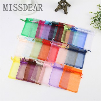 100pcs 5x7 7x9 9x12 CM Small Organza Bags Jewelry Packaging Bags Wedding Party Decoration Drawable Gift Bags Pouches 22 colors
