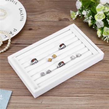 Portable Velvet Jewelry Ring Earring Insert Display Cufflinks Organizer Box Wooden Flat Stackable Tray Holder Storage Showcase