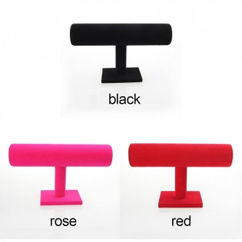 1Pcs Black Rose Red 3 Colors Bracelet Chain Watch Holder T bar Rack Jewelry Display Organizer Stand Holder Packaging