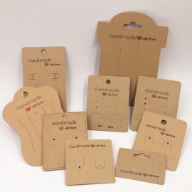 100pcs Kraft Handmade With Love Jewelry Cards,Necklace/Earring/Hairpin/Pendant Packing Cards,Love Jewelry Displays Cards