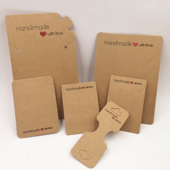 100pcs Kraft Handmade With Love Jewelry Cards,Necklace/Earring/Hairpin/Pendant Packing Cards,Love Jewelry Displays Cards