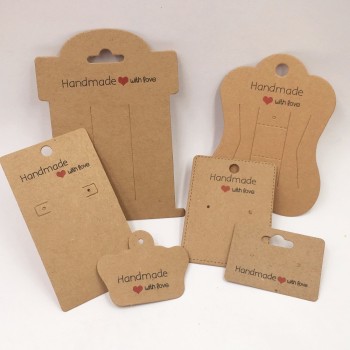 100pcs Kraft Handmade With Love Jewelry Cards,Necklace/Earring/Hairpin/Pendant Packing Cards,Love Jewelry Displays Cards