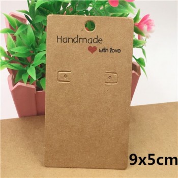 100pcs Kraft Handmade With Love Jewelry Cards,Necklace/Earring/Hairpin/Pendant Packing Cards,Love Jewelry Displays Cards