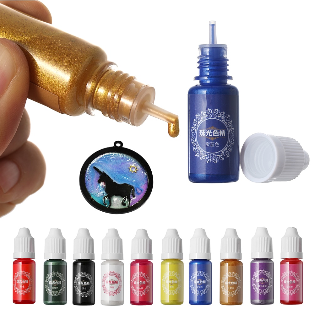 1 Bottle 10ml 10 Colors Liquid Pearl Resin Pigment Dye UV Resin Epoxy Resin DIY Making Crafts Jewelry AccessoriesDropshipping
