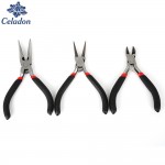 Hot Sale 3pcs/set Black Color Handle Pliers (Sharp noseamp;Double roundamp;Diagonal Pliers) For DIY Jewelry Making Pliers Tool