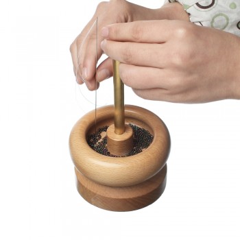 Doreen Box Wood Bead Spinner For Seed Bead String Tool Jewelry Making Natural Bead Device 18.5cm x 10.5cm(7 2/8 x4 1/8),1Set