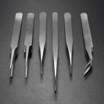 Hot 6Pcs Pro Anti-Static Stainless Steel Tweezers Set Maintenance Tools