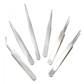 Hot 6Pcs Pro Anti-Static Stainless Steel Tweezers Set Maintenance Tools