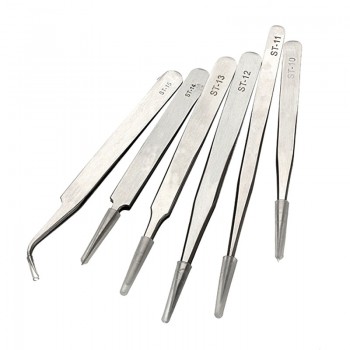 Hot 6Pcs Pro Anti-Static Stainless Steel Tweezers Set Maintenance Tools