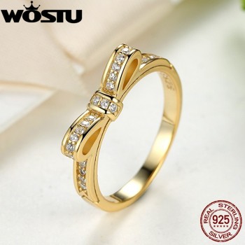 Fashion European Authentic 100% 925 Sterling Silver Bow Knot Wedding Ring With Crystal Original Jewelry XCH7104