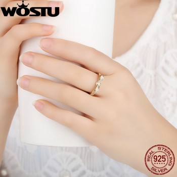Fashion European Authentic 100% 925 Sterling Silver Bow Knot Wedding Ring With Crystal Original Jewelry XCH7104